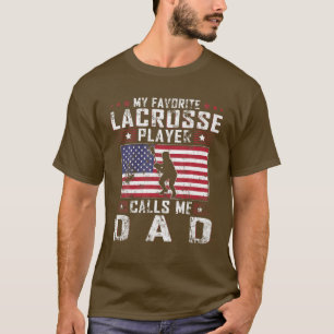 Camiseta Mens Mi jugador favorito de Lacrosse Me Llama Papá