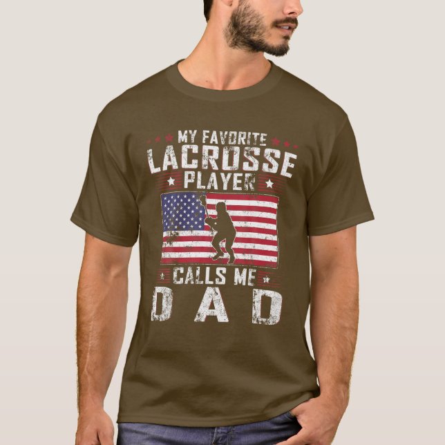 Camiseta Mens Mi jugador favorito de Lacrosse Me Llama Papá (Anverso)