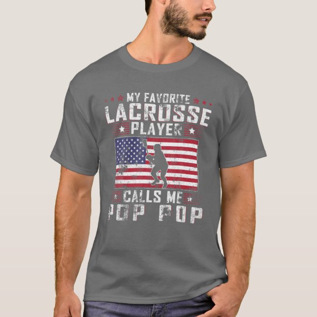 Camiseta Mens Mi jugador favorito de Lacrosse Me Llama Pop (Anverso)