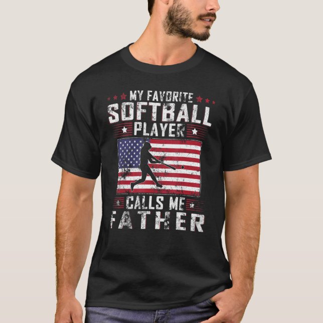 Camiseta Mens Mi jugador favorito de Softball me llama padr (Anverso)