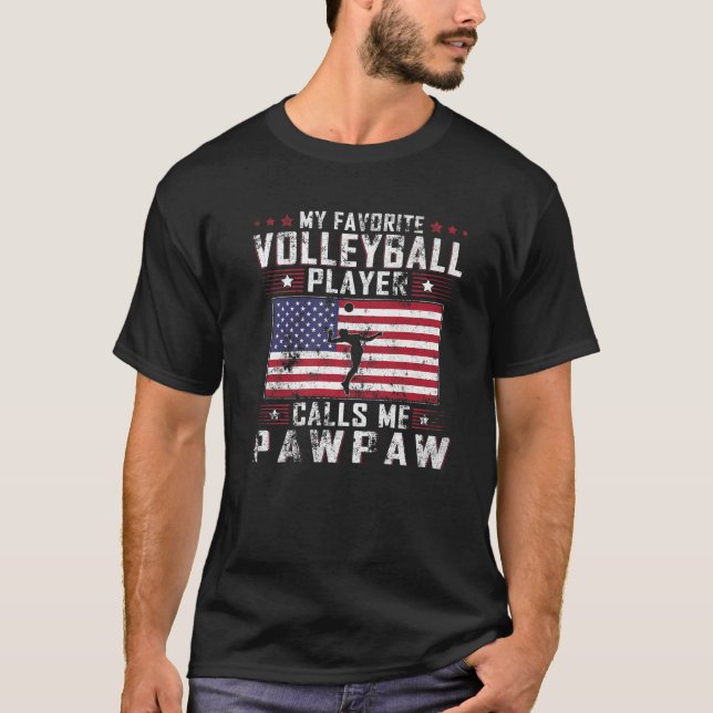 Camiseta Mens Mi jugador favorito de voleibol me llama Pawp (Anverso)
