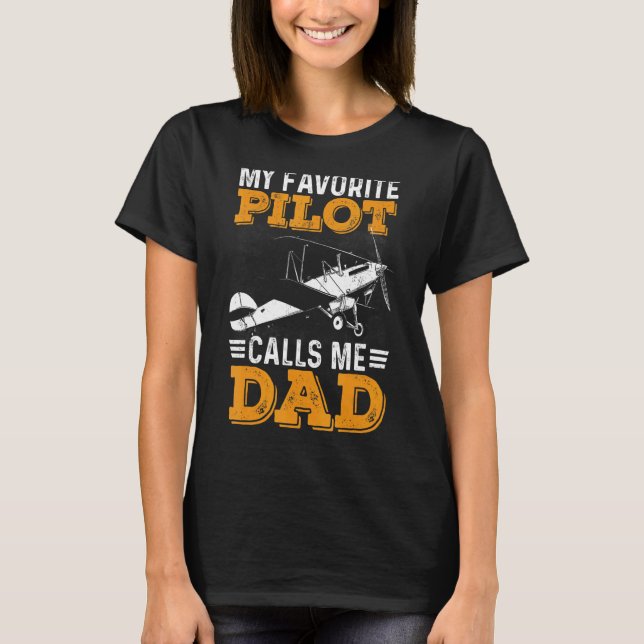 Camiseta Mens Mi Piloto Favorito Me Llama Papá Aviador (Anverso)