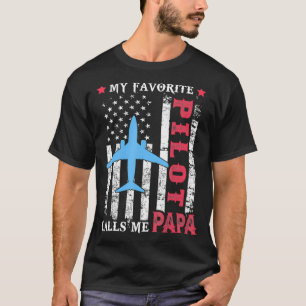 Camiseta Mens Mi Piloto Favorito Me Llama Papa Fath Bandera
