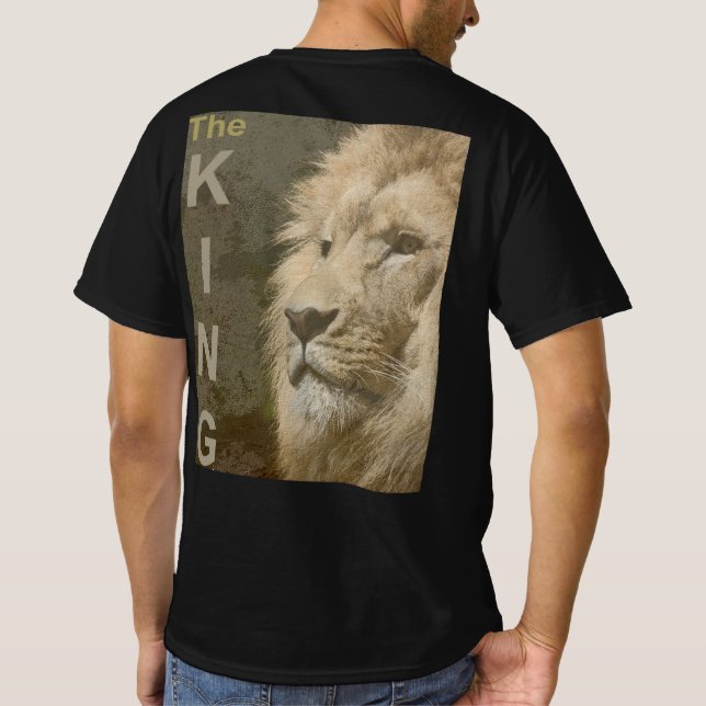 Camiseta Mens Modern Elegant Black Template Lion Face (Reverso)