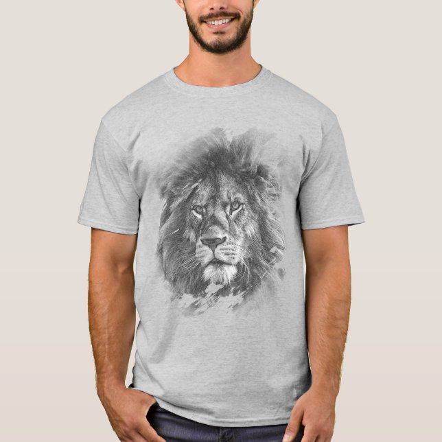 Camiseta Mens Modern T Shirt Template Leon Face Pop Art (Anverso)