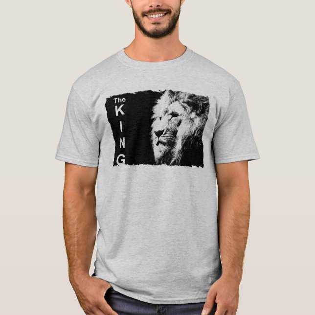 Camiseta Mens Modern Tee Shirs Pop Art Leon Face Gray (Anverso)