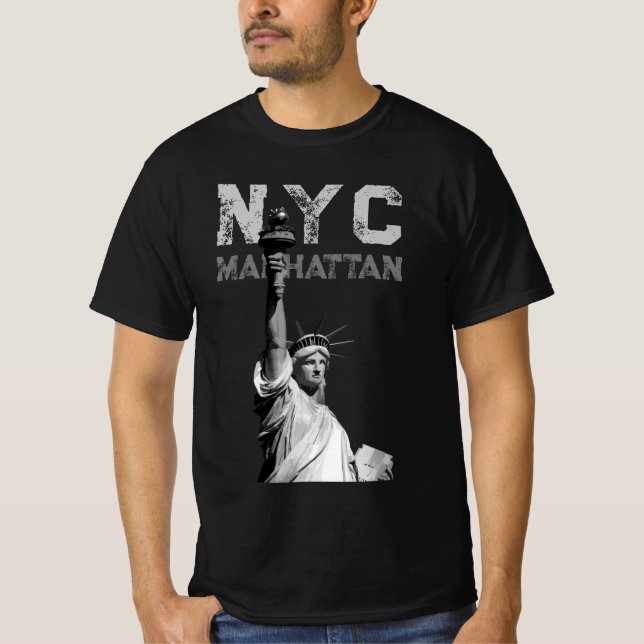 Camiseta Mens Modern Tees Nyc Manhattan Estatua de la Liber (Anverso)