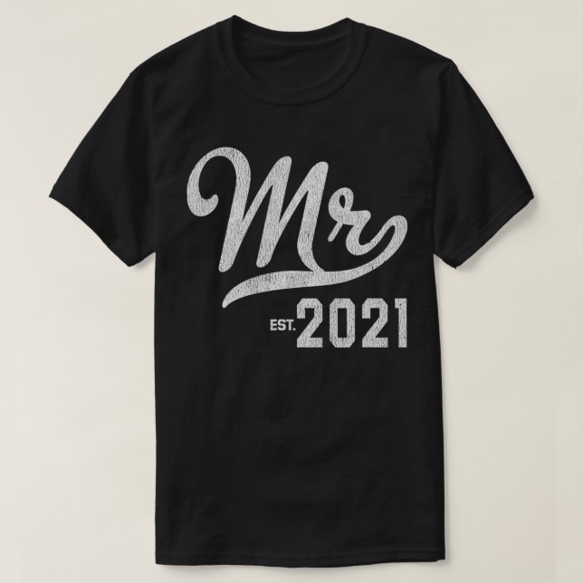 Camiseta Mens Mr Est 2021 Wedding Engagement Newlywed Gift  (Diseño del anverso)