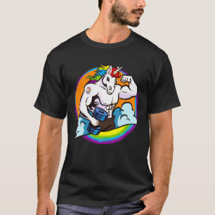 Camiseta Mens Musf Buff Unicornio Arcoiris , Halterofilia