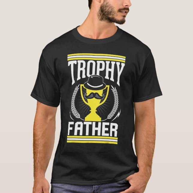 Camiseta Mens Mustache Trophy Father Award Best Dad Bearded (Anverso)