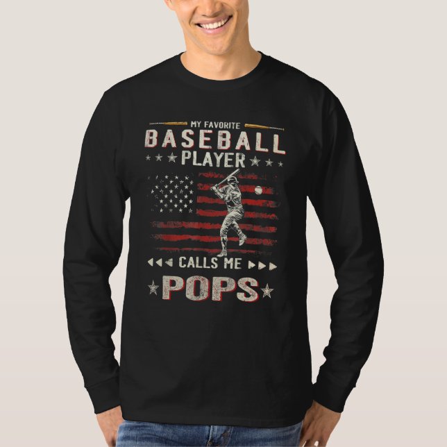 Camiseta Mens My Favorite Baseball Player Calls Me Pops Ame (Anverso)