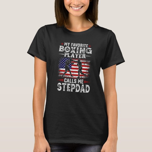 Camiseta Mens My Favorite Boxing Player Calls Me Stepdad Us (Anverso)