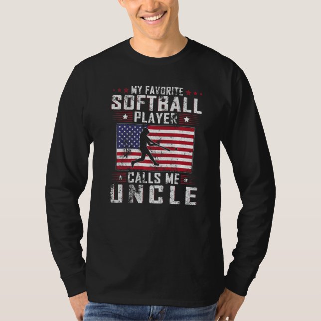 Camiseta Mens My Favorite Softball Player Calls Me Uncle Fa (Anverso)