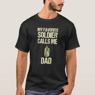 Camiseta Mens My Favorite Soildier Calls Me Dad Proud Milit
