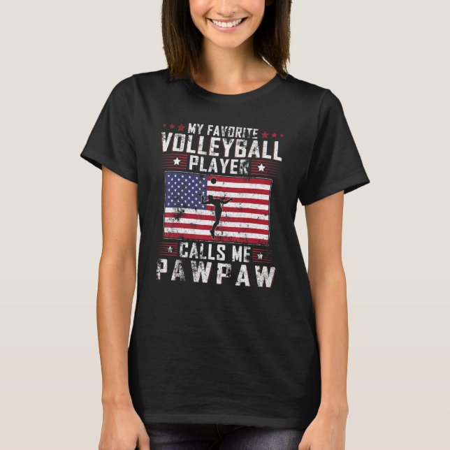 Camiseta Mens My Favorite Volleyball Player Calls Me Pawpaw (Anverso)