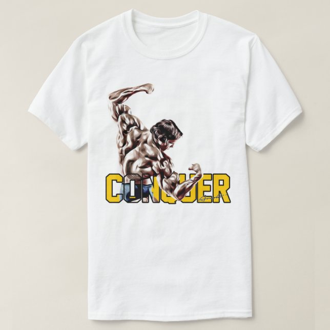 Camiseta Mens My Favorito Arnold Schwarzenegger Conquer Bla (Diseño del anverso)