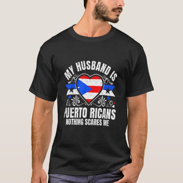 Camiseta Mens My Husband Is Puerto Ricans Pride Flag Herita (Anverso)