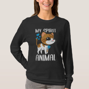 Camiseta Mens My Spirit Animal Cat I Love Dad Heart Valenti