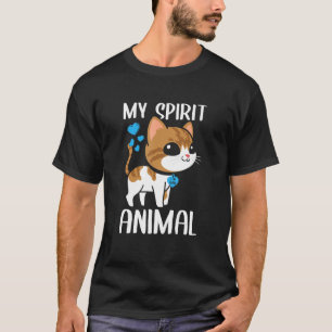 Camiseta Mens My Spirit Animal Cat I Love Dad Heart Valenti