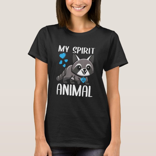 Camiseta Mens My Spirit Animal Raccoon I Love Dad Heart Val (Anverso)