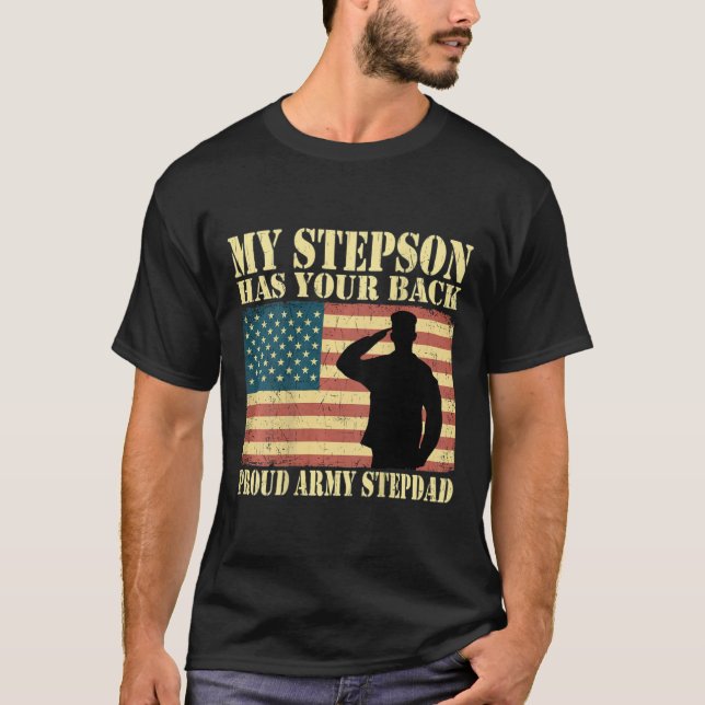 Camiseta Mens My Stepson Tiene La Espalda - Orgulloso Estre (Anverso)