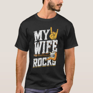 Camiseta Mens My Wife Rocea Guitarra Electrónica Rock