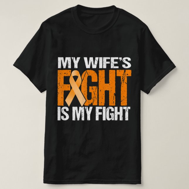 Camiseta Mens My Wife's Fight is My Fight Leukemia Awarenes (Diseño del anverso)