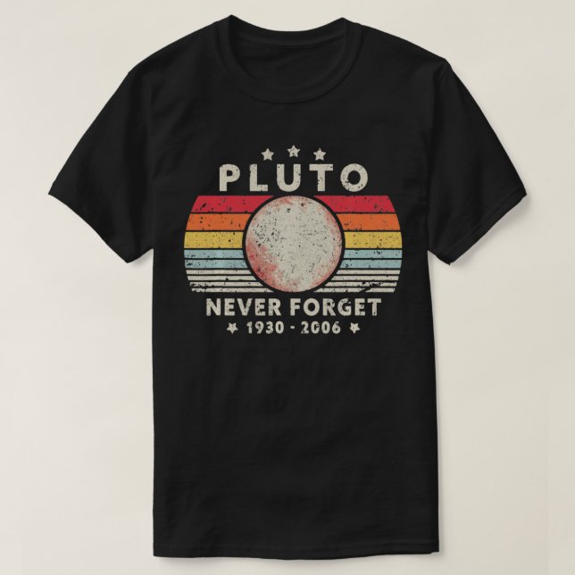 Camiseta Mens Never Forget Pluto Planet Retro Style Funny S (Diseño del anverso)