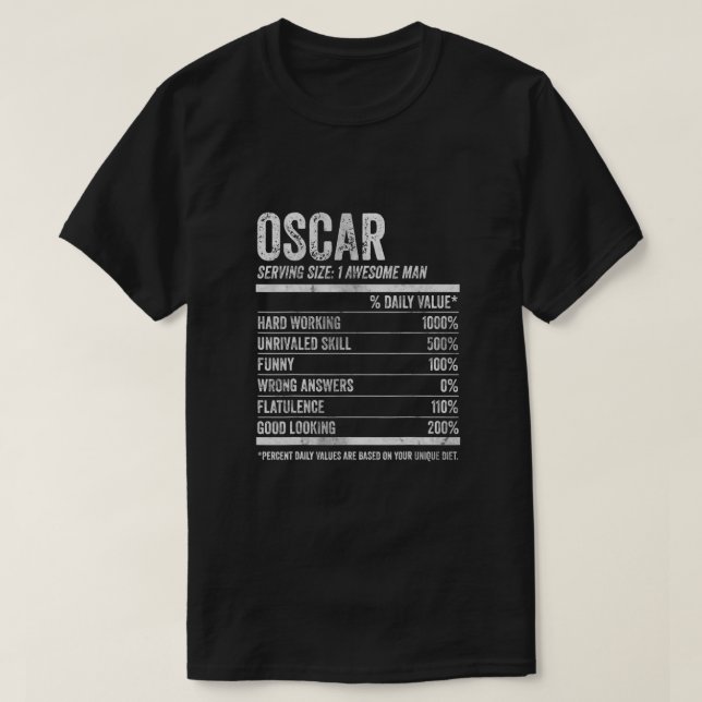 Camiseta Mens Oscar Nutrición Nombre personalizado Shirt Gr (Diseño del anverso)