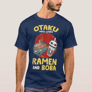 Camiseta Mens Otaku que ama a Ramen y Boba - Kawaii Bubbl
