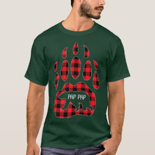 Camiseta Mens Pap Pap Oso Rojo Tapa de búfalo Pap Matchi
