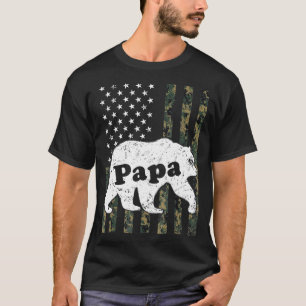 Camiseta Mens Papa Bear el camuflaje Bandera Americana