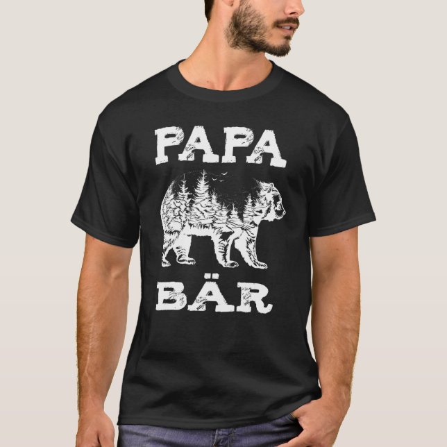 Camiseta Mens Papa Bear Forest Design (Anverso)