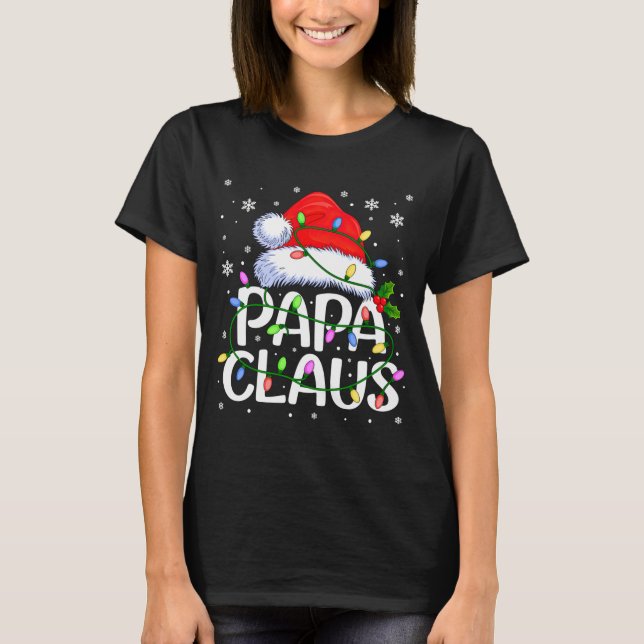 Camiseta Mens Papa Claus Christmas Lights Long Sleeve  (Anverso)