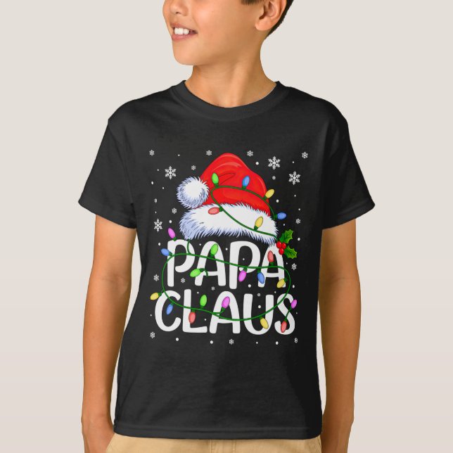 Camiseta Mens Papa Claus Christmas Lights Long Sleeve  (Anverso)