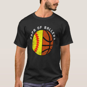Camiseta Mens Papa De Ballers Softball Basketball Papa