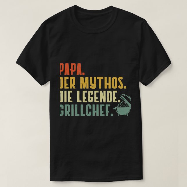 Camiseta Mens Papa der Mythos Grillmeister Papa Grilling Da (Diseño del anverso)