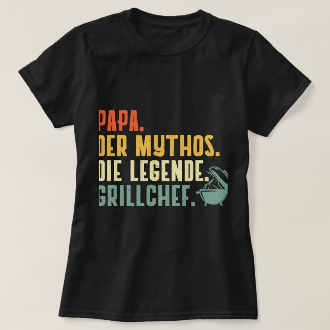 Camiseta Mens Papa der Mythos Grillmeister Papa Grilling Da (Diseño del anverso)