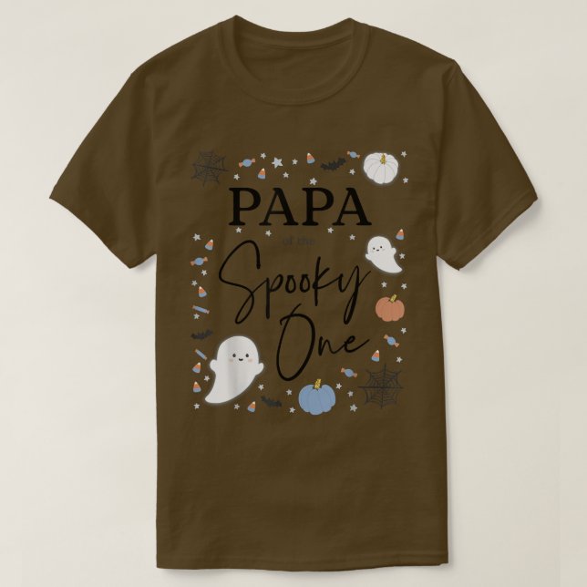 Camiseta Mens Papa of the Spooky One First Birthday Blue Bo (Diseño del anverso)