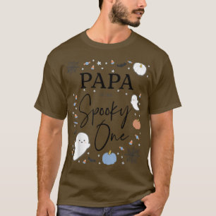 Camiseta Mens Papa of the Spooky One First Birthday Blue Bo