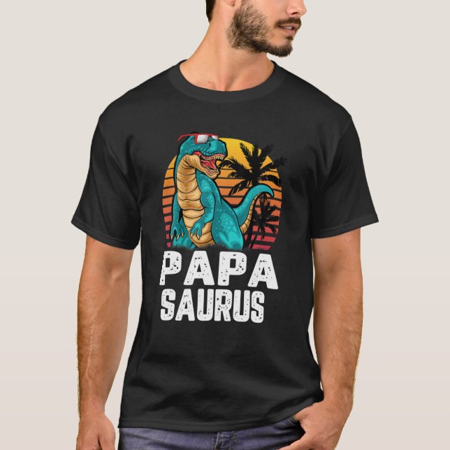 Camiseta Mens Papa Saurus Dinosaur Funny Papasaurus T Rex L (Anverso)