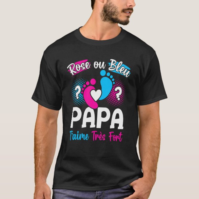 Camiseta Mens Papa T'aime Très Fort Invitación Future Dad (Anverso)