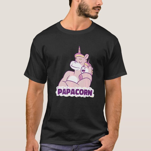 Camiseta Mens Papacorn Padre Daughter Unicorn Dadacorn (Anverso)