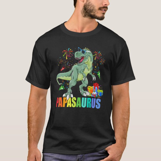 Camiseta Mens Papasaurus Birthday Rex Dinosaur Papa Saurus (Anverso)