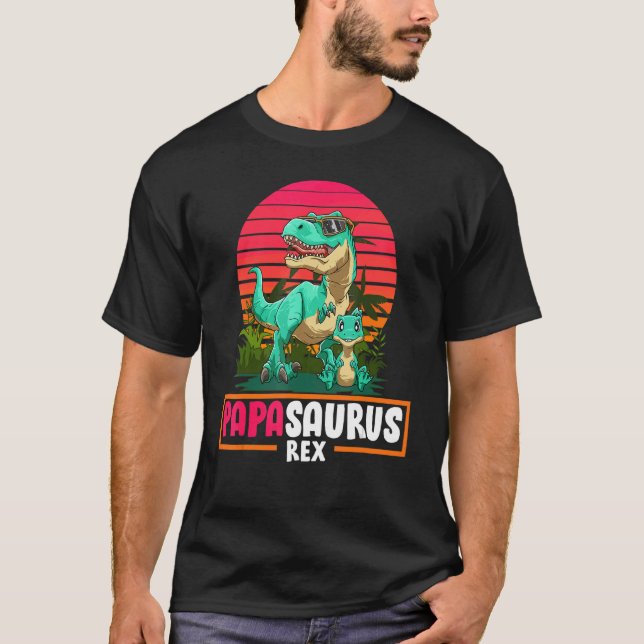 Camiseta Mens Papasaurus Dadasaurus Guay Dinosaur Dad Hijo  (Anverso)