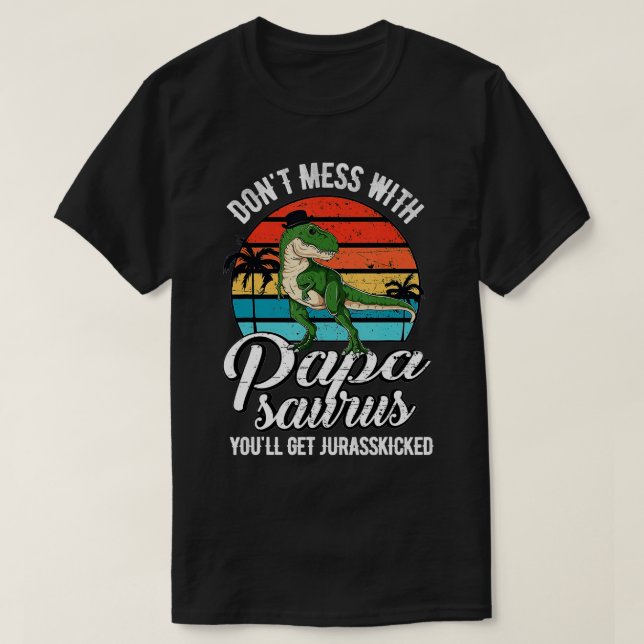 Camiseta Mens Papasaurus Rex Dinosaur Papa Daddy T-Rex Fath (Diseño del anverso)