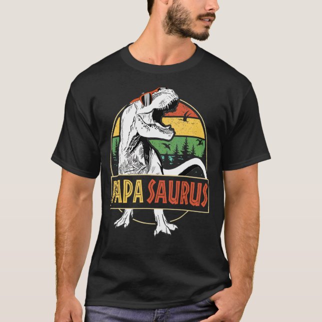 Camiseta Mens Papasaurus Rex Dinosaur Papa Saurus Padres (Anverso)
