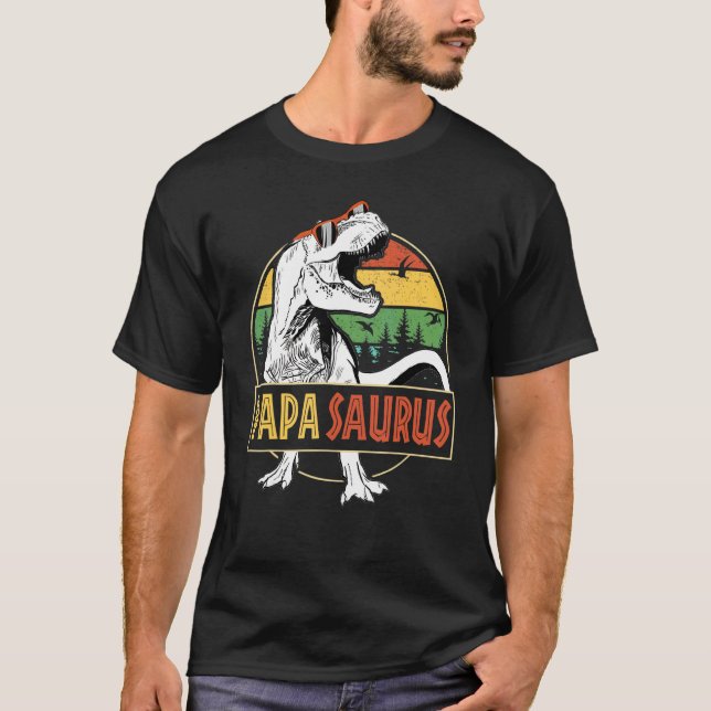 Camiseta Mens Papasaurus Rex Dinosaur Papa Saurus Padres (Anverso)
