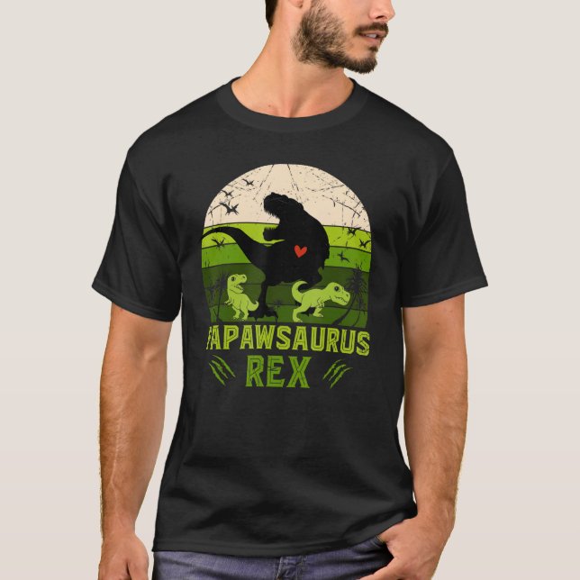 Camiseta Mens Papawsaurus Rex 2 Niños Sunset Para Padres D (Anverso)