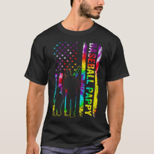 Camiseta Mens Papel de béisbol Bandera Americana Tye